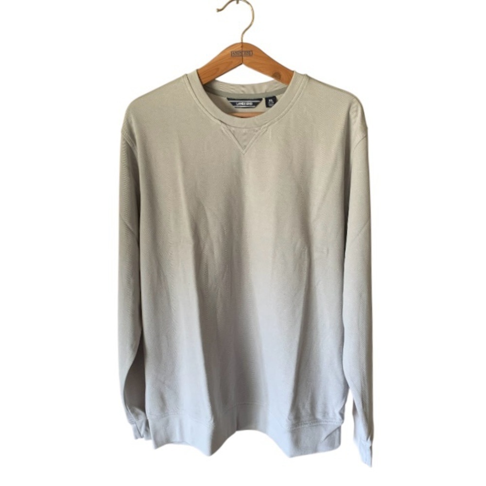 LANDSEND Men’s Long Sleeve Crew Neck Mid Weight Textured Soft Leisure Top